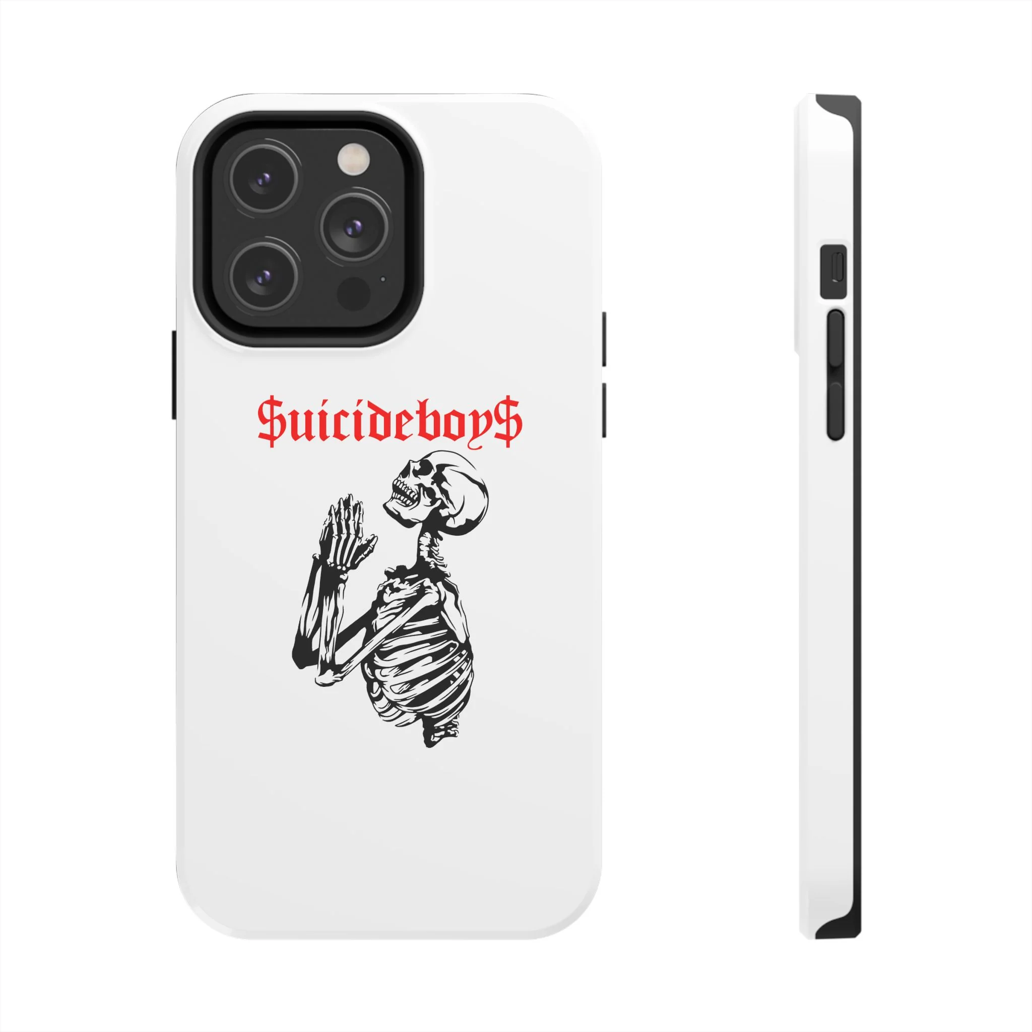 White Praying Skeleton Tough Phone Case - Image 14