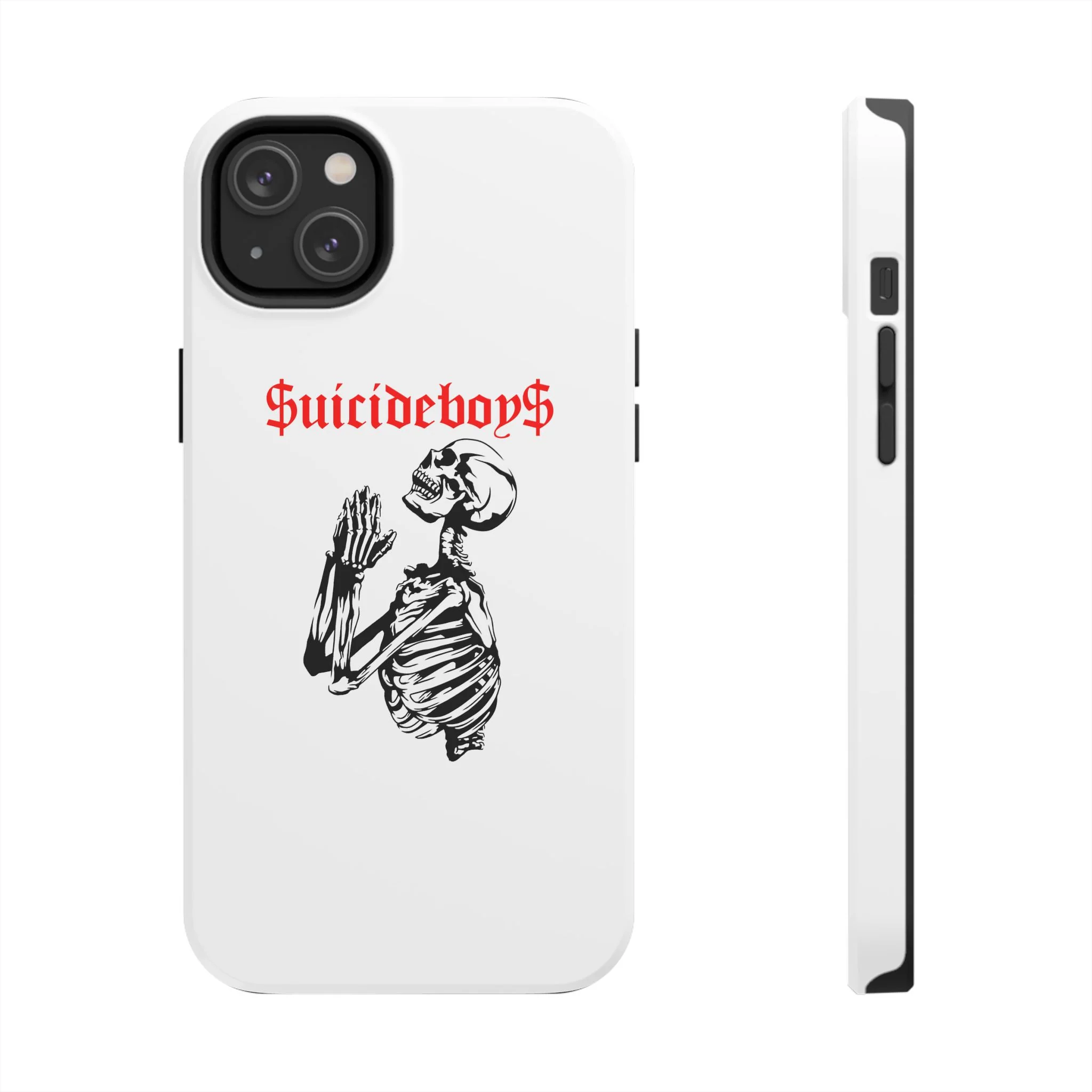 White Praying Skeleton Tough Phone Case - Image 15