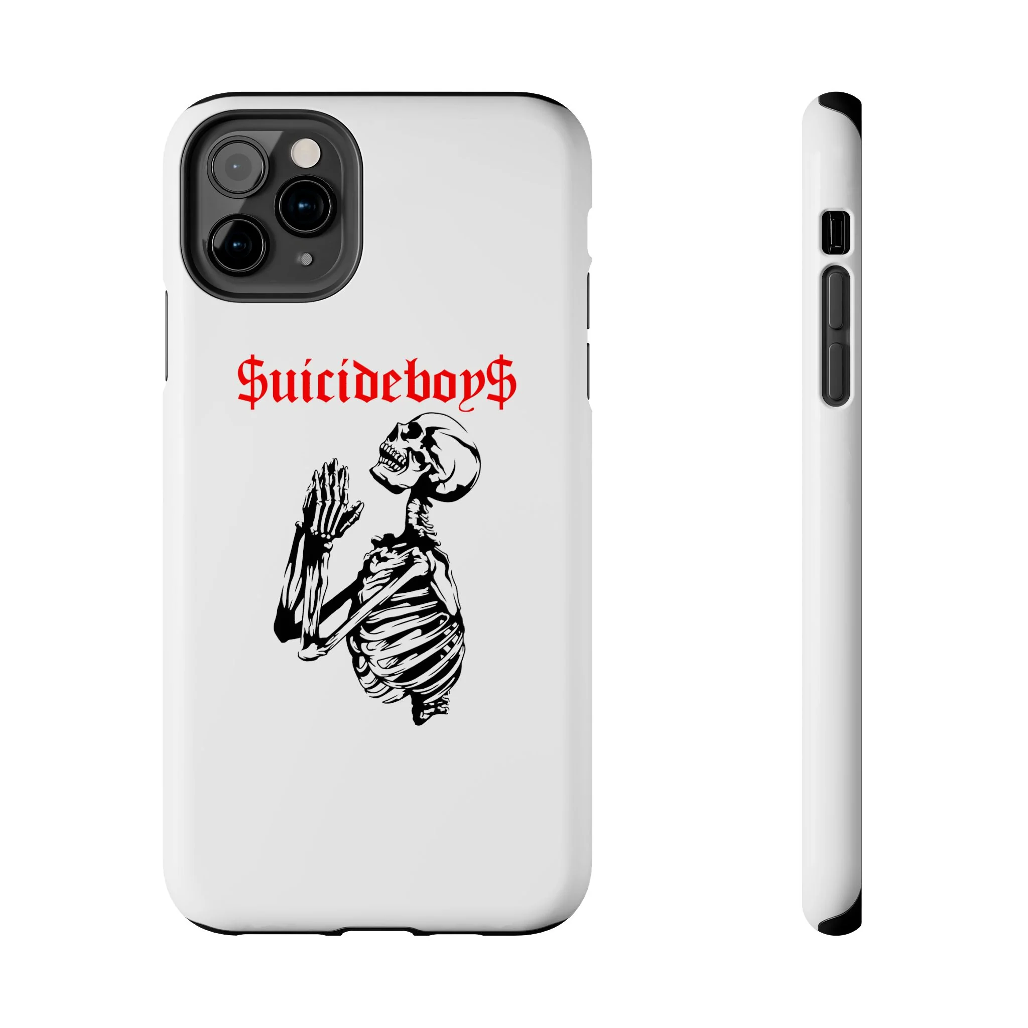 White Praying Skeleton Tough Phone Case - Image 3