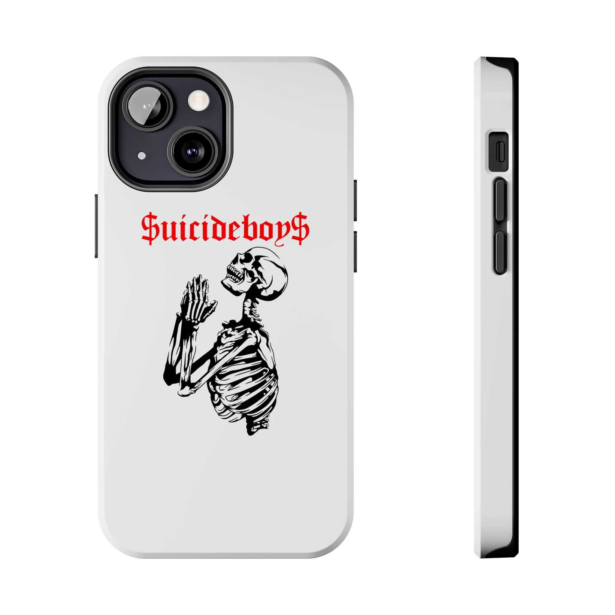 White Praying Skeleton Tough Phone Case - Image 9